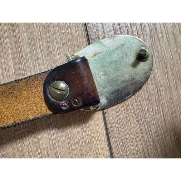 Vintage Mexican Tooled Silver & Abalone Women’s Belt Sz 28 Western Boho Artisan - Picture 12 of 15